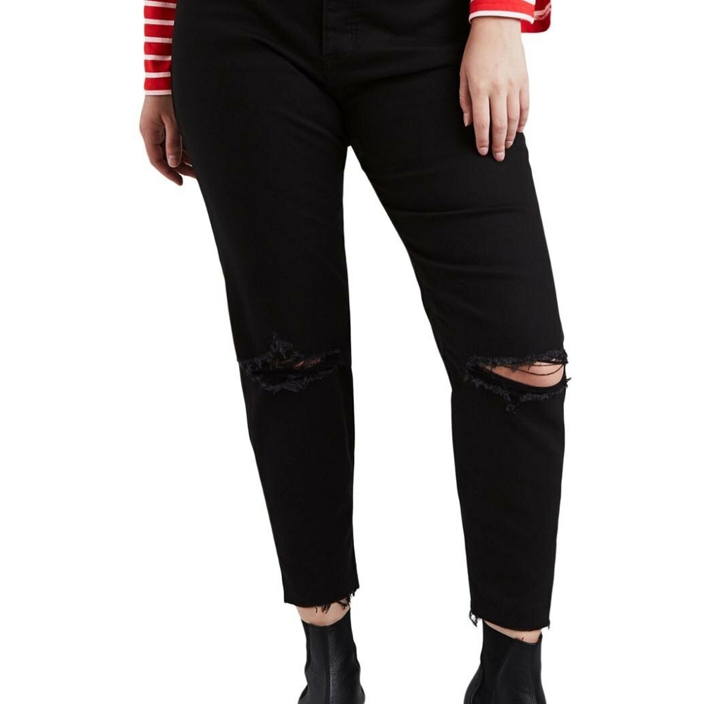 LEVI'S WOMENS PLUS DISTRESSED HIGH-RISE ANKLE JEAN